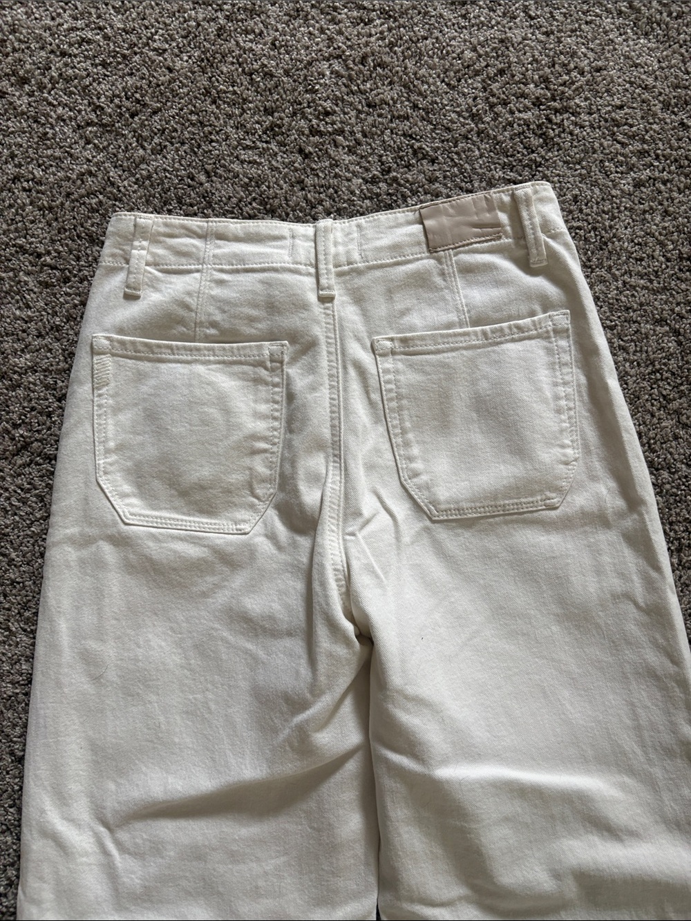 PAIGE Cream Wide-Leg Crop Jeans - Picture 7 of 11
